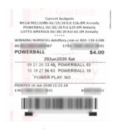 Powerball bilietų nuskaitymas